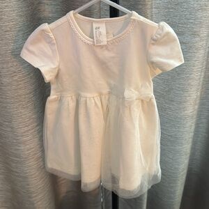 H&M DRESS 6-9 MONTHS WHITE EMPIRE WAIST COTTON TOP WITH SPARKLE TULLE BOTTOM NWT